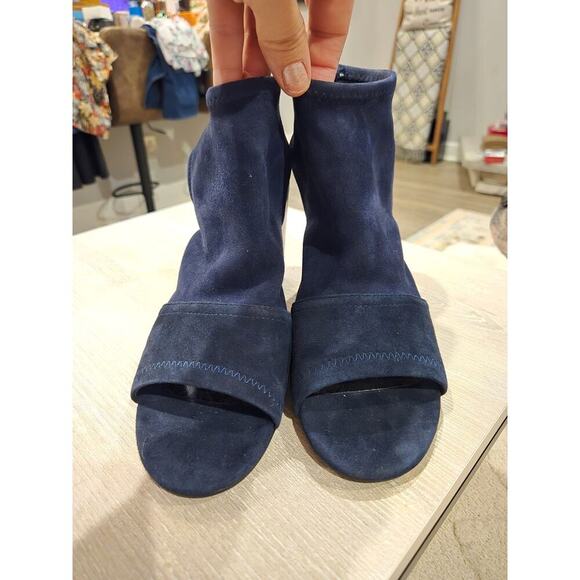 Patricia Nash Women's Blue Suede Open Toe Ankle Booties Casual Dressy Boho 8.5 - Picture 2 of 9
